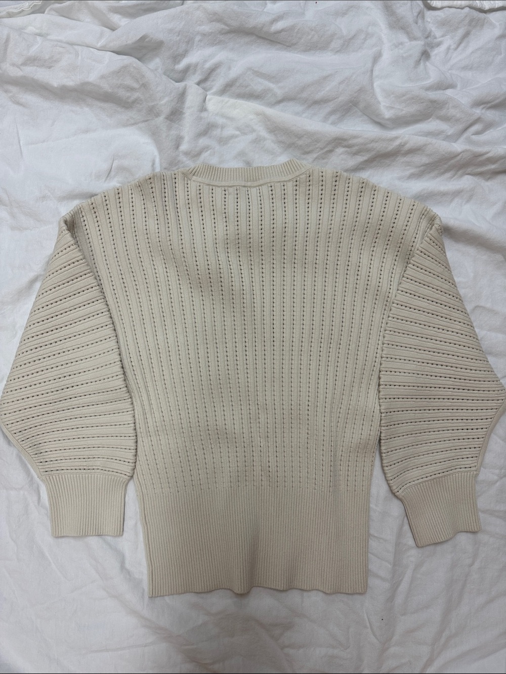 Club Monaco Cream Open-Knit Crewneck Sweater - Picture 3 of 4